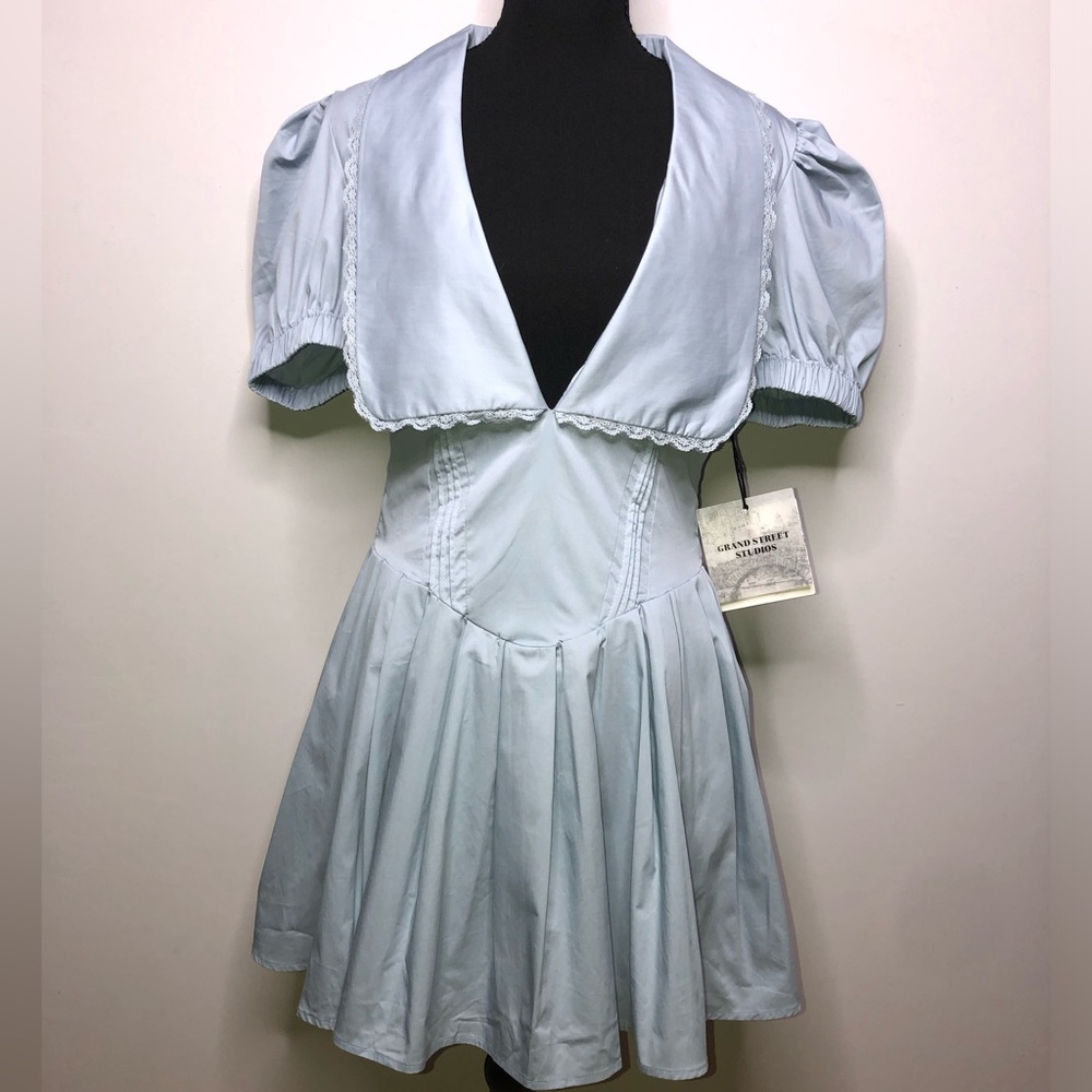 Grand Street Studio Light Blue Lace Mini Dress